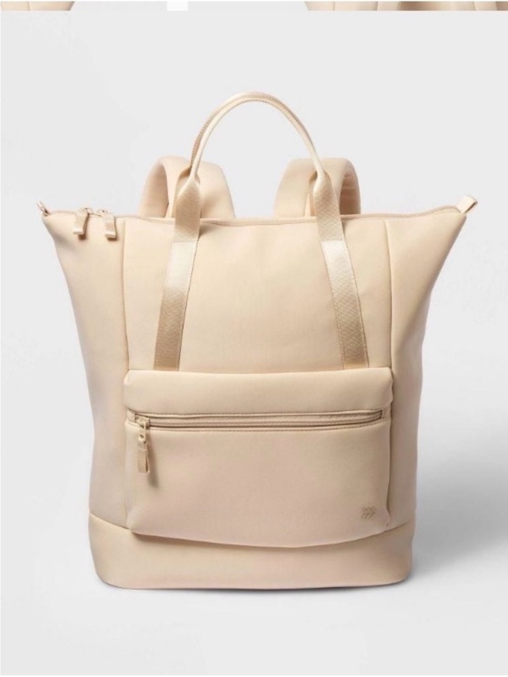 ALL IN MOTION FAUX NEOPRENE
TOTE BACKPACK - CREAM